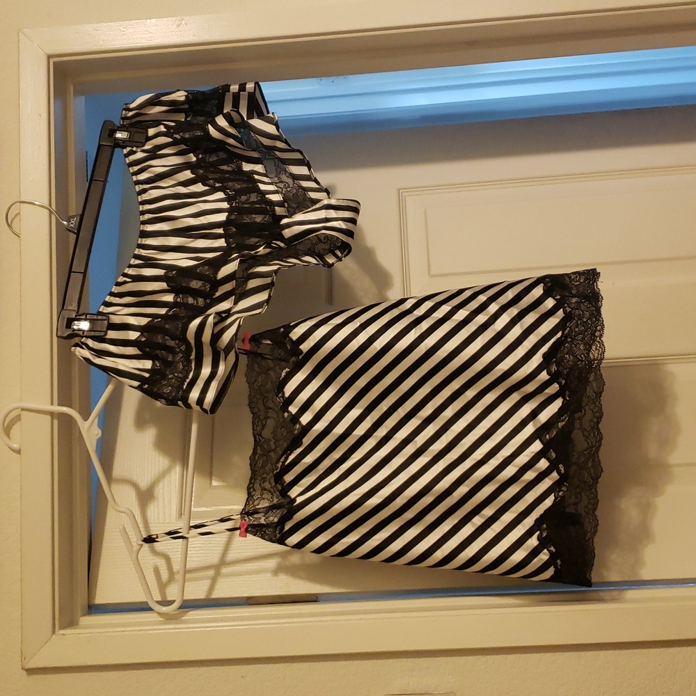 Victoria's Secret Black and White Striped Pajama Set